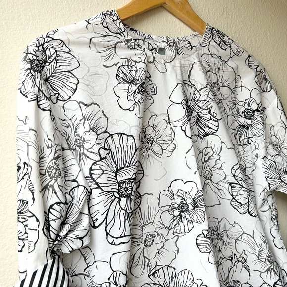Silvia Tcherassi Black White Frames Jessica Floral Blouse Sz XS - Picture 2 of 11